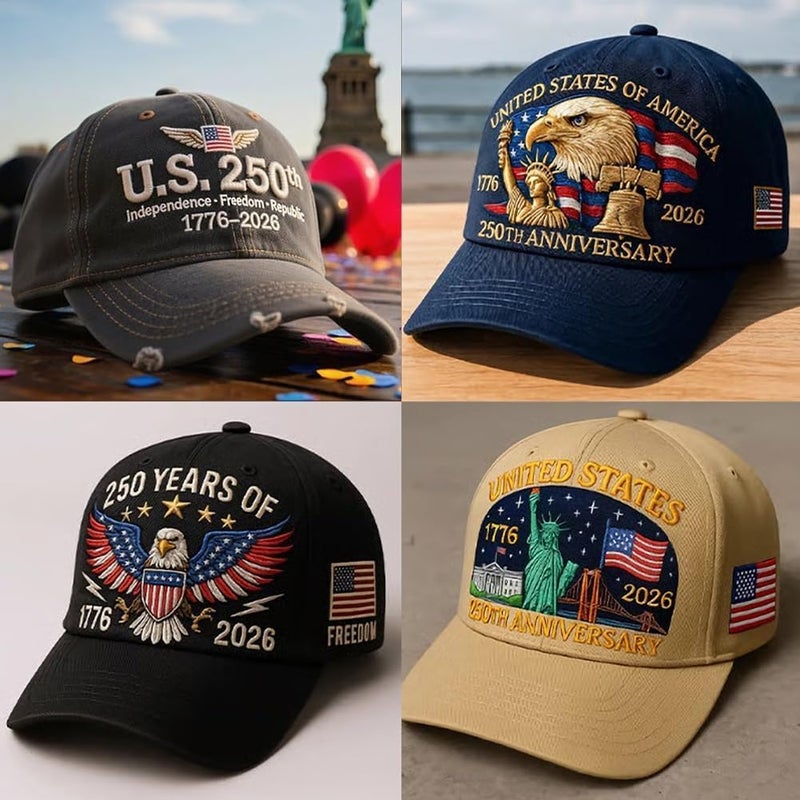 Efdaf Store USA 250th Anniversary Hat, Adjustable 250th Anniversary Printed Patriotic Baseball Caps, Tribute Retro Washed Hat - Image 1